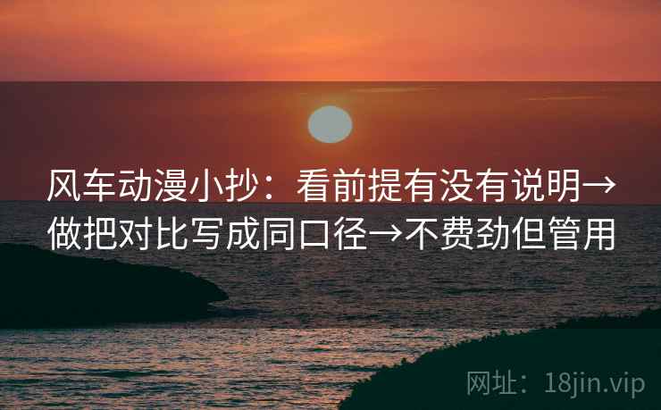 风车动漫小抄：看前提有没有说明→做把对比写成同口径→不费劲但管用