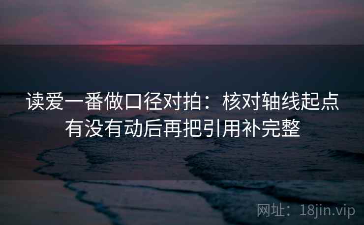 读爱一番做口径对拍：核对轴线起点有没有动后再把引用补完整